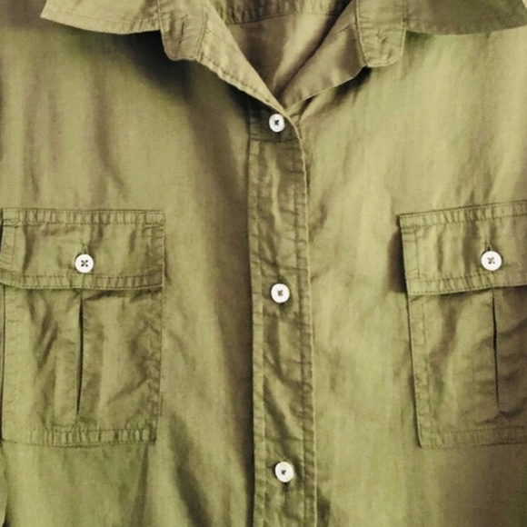 Talbot Armi Green Button Down Long Sleeve Shirt with Pockets - Picture 4 of 8